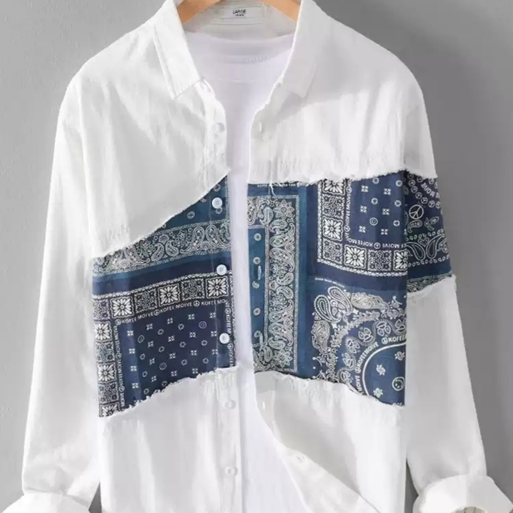Bandana Patchwork Long Sleeve Shirt